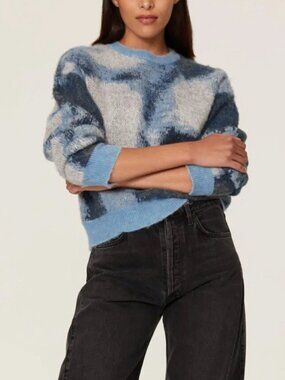 The Kooples Color Block Blue Fade Wool Alpaca Blend Sweater - Size 2/Medium